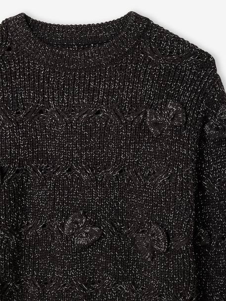 Pull fille noël à torsades et noeuds anthracite 3 - vertbaudet enfant 