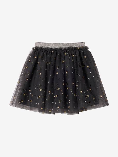 Jupe fille noël tulle étoilé anthracite 2 - vertbaudet enfant 