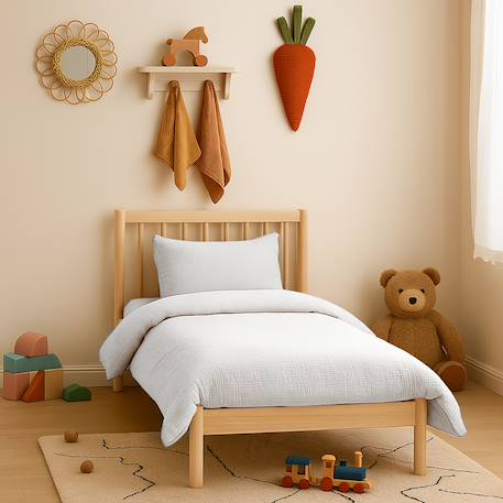 Housse de couette en coton bio Blanc+Fraise+Honey+Rose+Vert+Vichy 5 - vertbaudet enfant 