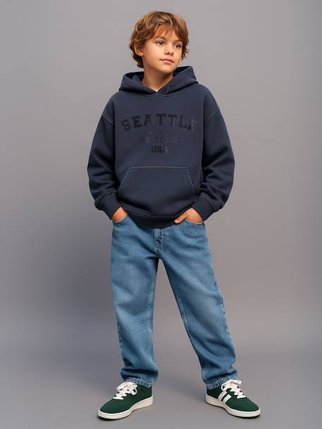 Sweat garçon à capuche oversize noir 6 - vertbaudet enfant 