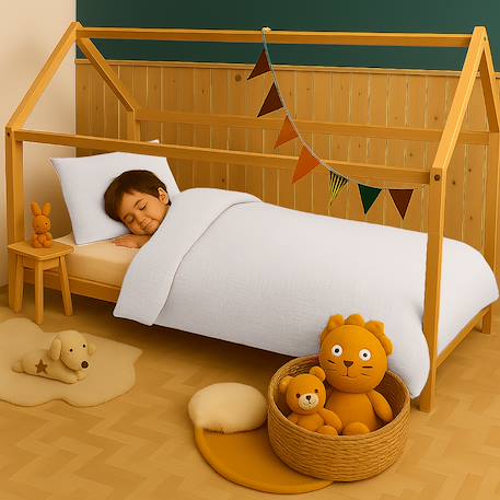 Housse de couette en coton bio Blanc+Fraise+Honey+Rose+Vert+Vichy 2 - vertbaudet enfant 