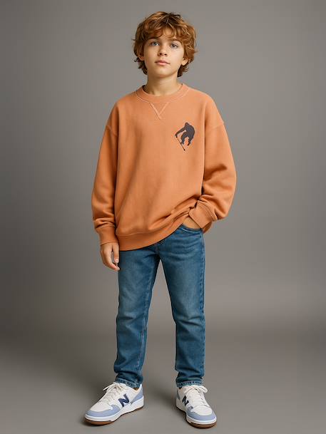 Lot 2 de sweats garçon unis col rond caramel 1 - vertbaudet enfant 