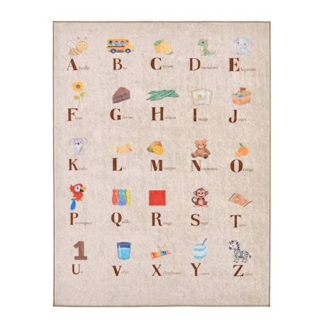 Tapis éducatif intérieur enfant beige imprimé abécédaire - scoty Beige 2 - vertbaudet enfant 