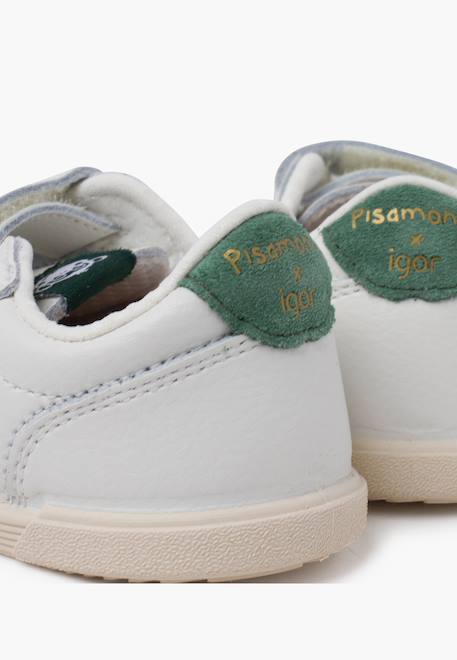 Baskets en cuir tennis barefoot Blanc+Bleu denim+Camel+Eucalyptus+Vieux rose 24 - vertbaudet enfant 