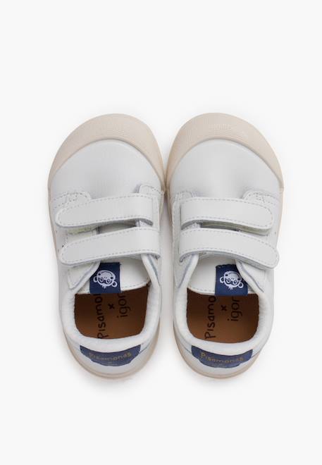Baskets en cuir tennis barefoot Blanc+Bleu denim+Camel+Eucalyptus+Vieux rose 11 - vertbaudet enfant 