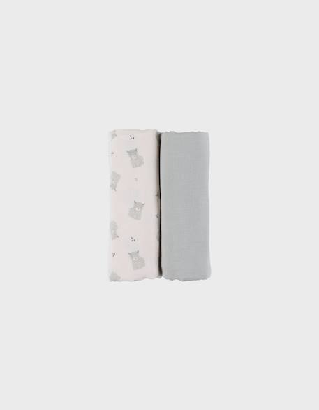 Lot de 2 langes en gaze de coton bio 100x100cm Vert 1 - vertbaudet enfant 