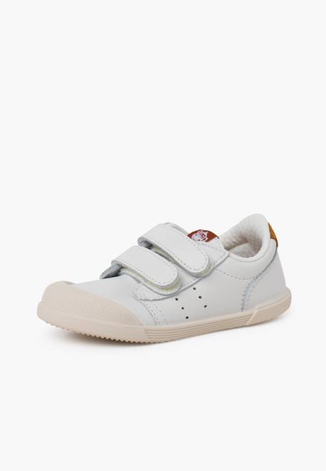Baskets en cuir tennis barefoot Blanc+Bleu denim+Camel+Eucalyptus+Vieux rose 14 - vertbaudet enfant 