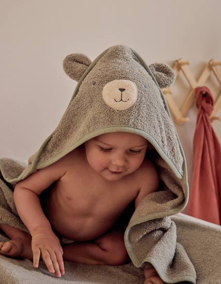Cape de bain en éponge 75x75 cm Beige+Vert 9 - vertbaudet enfant 