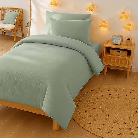 Housse de couette en coton bio Blanc+Fraise+Honey+Rose+Vert+Vichy 30 - vertbaudet enfant 