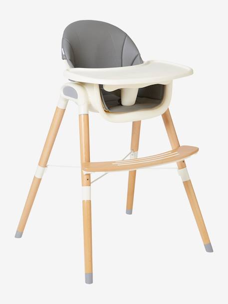 Chaise haute évolutive 2 hauteurs  High & Low bleu+gris/bois 12 - vertbaudet enfant 