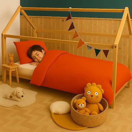 Housse de couette en coton bio Blanc+Fraise+Honey+Rose+Vert+Vichy 10 - vertbaudet enfant 