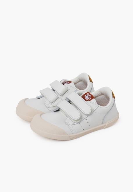 Baskets en cuir tennis barefoot Blanc+Bleu denim+Camel+Eucalyptus+Vieux rose 16 - vertbaudet enfant 