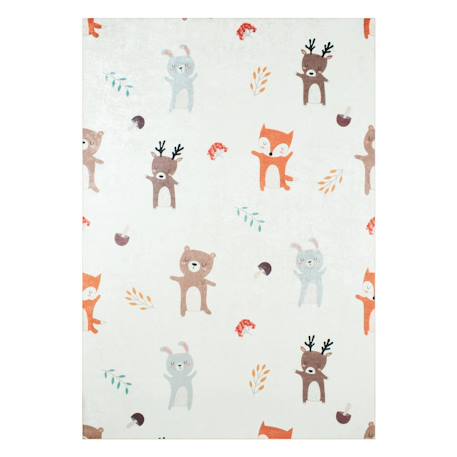 Tapis intérieur enfant blanc imprimé animaux thème automnal - ravon Blanc 2 - vertbaudet enfant 