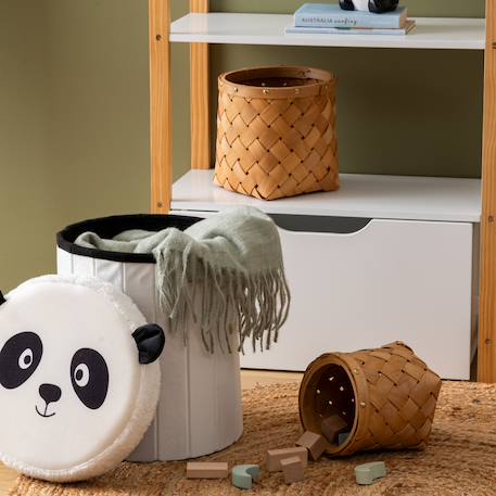 Pouf-coffre enfant rangement Noir et blanc+Orange 1 - vertbaudet enfant 