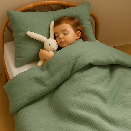 Housse de couette en coton bio Blanc+Fraise+Honey+Rose+Vert+Vichy 26 - vertbaudet enfant 