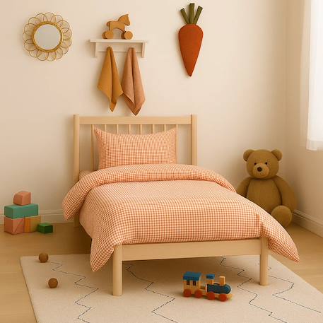 Housse de couette en coton bio Blanc+Fraise+Honey+Rose+Vert+Vichy 35 - vertbaudet enfant 