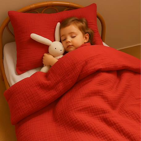 Housse de couette en coton bio Blanc+Fraise+Honey+Rose+Vert+Vichy 8 - vertbaudet enfant 