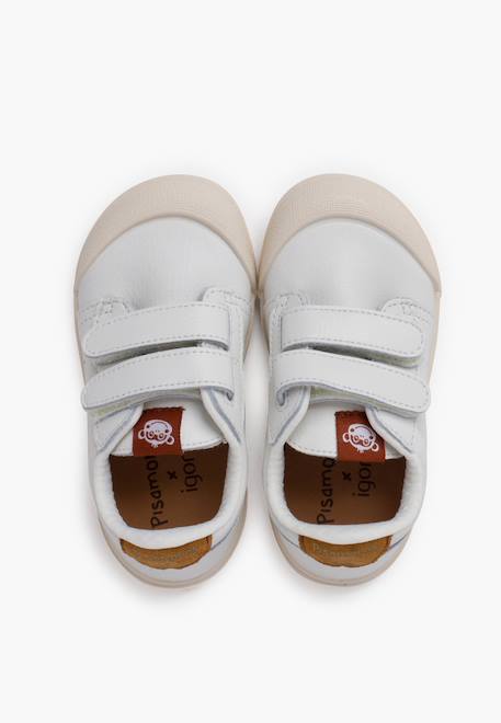 Baskets en cuir tennis barefoot Blanc+Bleu denim+Camel+Eucalyptus+Vieux rose 17 - vertbaudet enfant 