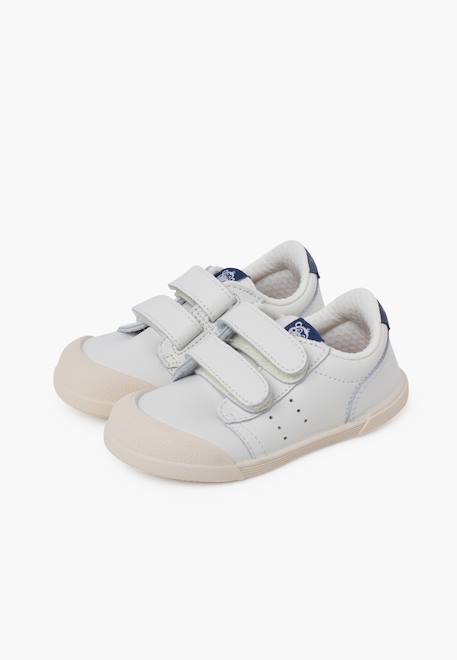 Baskets en cuir tennis barefoot Blanc+Bleu denim+Camel+Eucalyptus+Vieux rose 10 - vertbaudet enfant 
