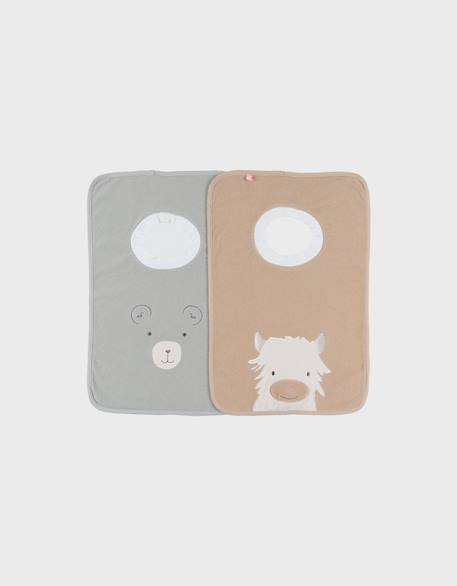 Lot de 2 bavoirs en éponge Beige 1 - vertbaudet enfant 