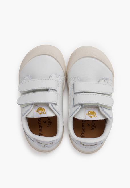 Baskets en cuir tennis barefoot Blanc+Bleu denim+Camel+Eucalyptus+Vieux rose 5 - vertbaudet enfant 