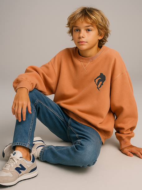 Lot 2 de sweats garçon unis col rond caramel 8 - vertbaudet enfant 