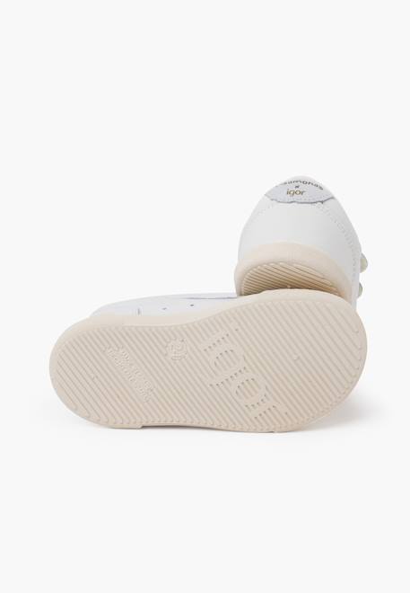 Baskets en cuir tennis barefoot Blanc+Bleu denim+Camel+Eucalyptus+Vieux rose 3 - vertbaudet enfant 