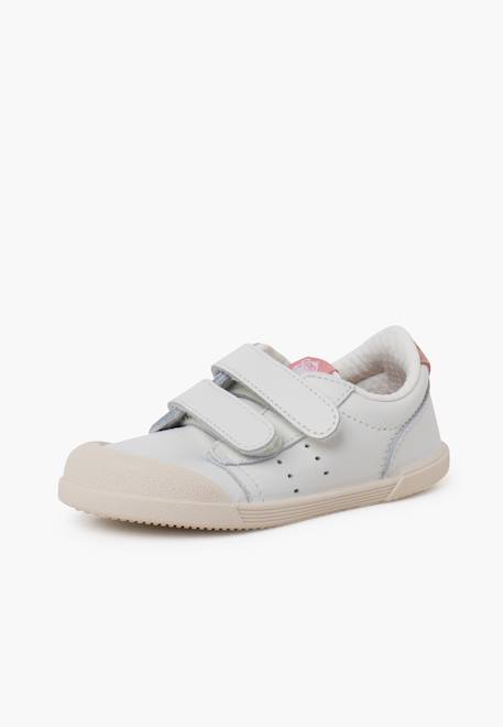 Baskets en cuir tennis barefoot Blanc+Bleu denim+Camel+Eucalyptus+Vieux rose 26 - vertbaudet enfant 