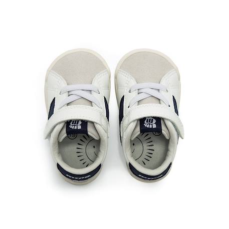 Sneakers garçon synthétique lacets- fermeture adhésive barefoot Blanc et noir+Blanc-vert 6 - vertbaudet enfant 