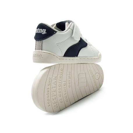 Sneakers garçon synthétique lacets- fermeture adhésive barefoot Blanc et noir+Blanc-vert 4 - vertbaudet enfant 