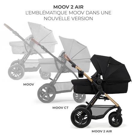 Poussette 4 en 1 Kinderkraft MOOV 2 AIR avec Siège 2 en 1 Transformable, Roues Gonflables et Travel System Beige+Gris+Noir 13 - vertbaudet enfant 