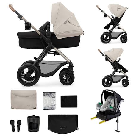 Poussette 4 en 1 Kinderkraft MOOV 2 AIR avec Siège 2 en 1 Transformable, Roues Gonflables et Travel System Beige+Gris+Noir 7 - vertbaudet enfant 