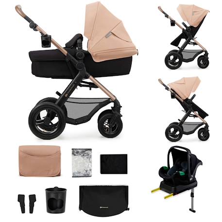Poussette 4 en 1 Kinderkraft MOOV 2 AIR avec Siège 2 en 1 Transformable, Roues Gonflables et Travel System Beige+Gris+Noir 1 - vertbaudet enfant 