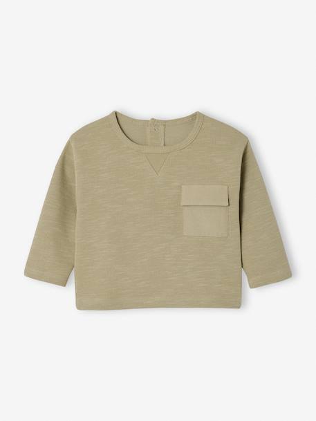 T-shirt bébé manches longues kaki 1 - vertbaudet enfant 