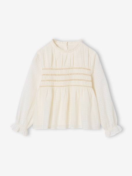 Blouse fille noël smocks brodés écru 1 - vertbaudet enfant 