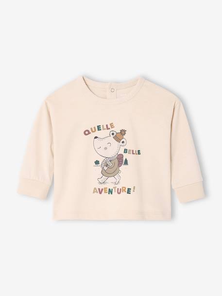 T-shirt bébé manches longues imprimé souris vanille 1 - vertbaudet enfant 