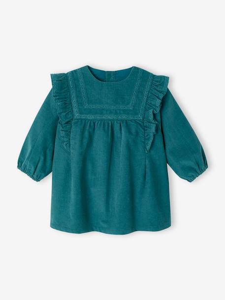 Robe bébé en velours côtelé bleu canard 1 - vertbaudet enfant 