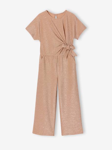 Combinaison fille noël lamée noeud fantaisie rose poudré 1 - vertbaudet enfant 