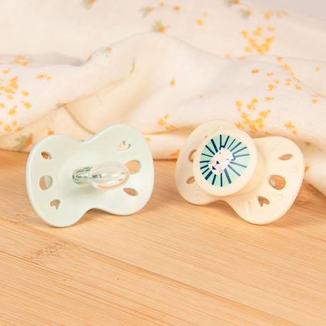 Sucette anatomique animaux - 6-18 mois - lot de 2 Bleu + beige+Jaune + beige+Vert + beige 14 - vertbaudet enfant 