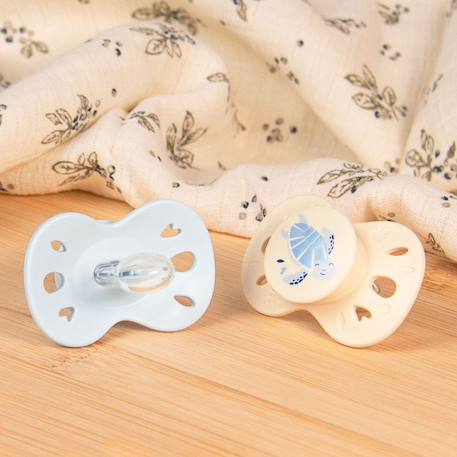 Sucette anatomique animaux - 0-6 mois - lot de 2 Bleu + beige+Jaune + beige+Vert + beige 2 - vertbaudet enfant 