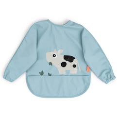 Puériculture-Bavoir à manches avec poche tiny farm bleu