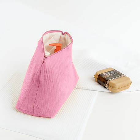 Trousse de toilette en coton bio Blanc+Fraise+Honey+Rose+Vichy 21 - vertbaudet enfant 