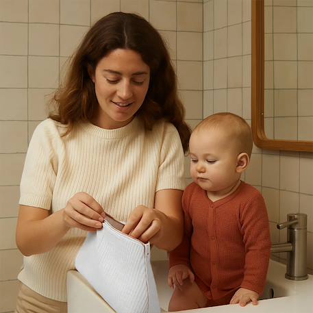 Trousse de toilette en coton bio Blanc+Fraise+Honey+Rose+Vichy 5 - vertbaudet enfant 