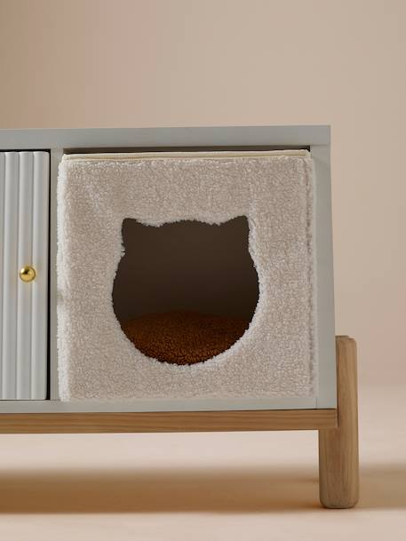 Panier cube pour chat en tissu Teddy blanc 6 - vertbaudet enfant 