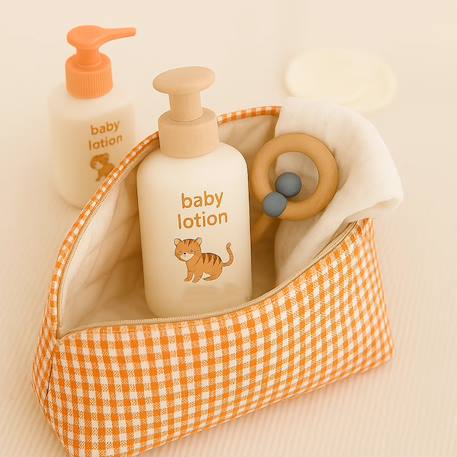 Trousse de toilette en coton bio Blanc+Fraise+Honey+Rose+Vichy 27 - vertbaudet enfant 