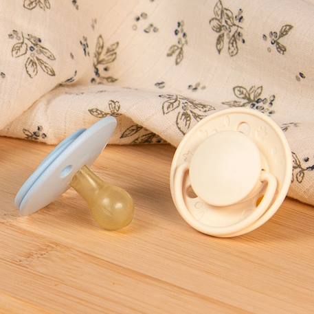 Sucette ronde - 0-6 mois - lot de 2 Bleu + beige+Jaune + beige+Vert + beige 2 - vertbaudet enfant 