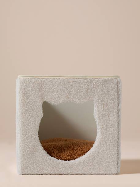 Panier cube pour chat en tissu Teddy blanc 4 - vertbaudet enfant 
