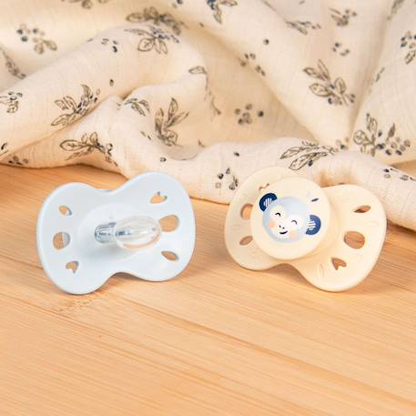 Sucette anatomique animaux - 6-18 mois - lot de 2 Bleu + beige+Jaune + beige+Vert + beige 2 - vertbaudet enfant 