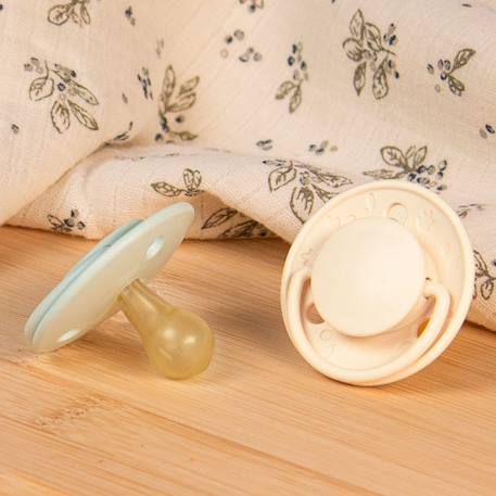 Sucette ronde - 0-6 mois - lot de 2 Bleu + beige+Jaune + beige+Vert + beige 14 - vertbaudet enfant 