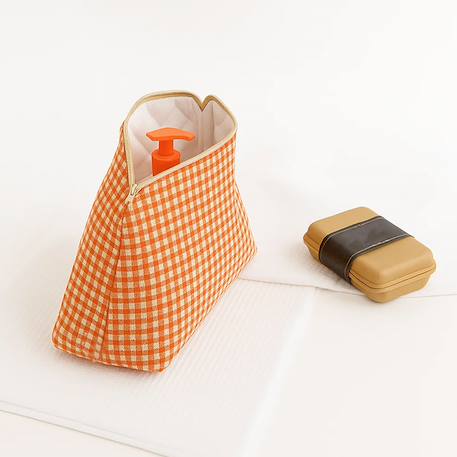 Trousse de toilette en coton bio Blanc+Fraise+Honey+Rose+Vichy 29 - vertbaudet enfant 
